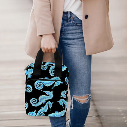 Watercolor Seahorse Pattern Print Bible Tote Bag