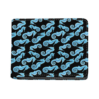 Watercolor Seahorse Pattern Print Bifold Wallet