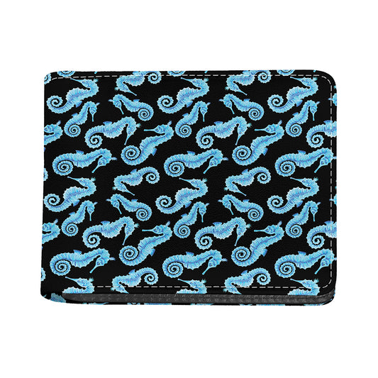 Watercolor Seahorse Pattern Print Bifold Wallet