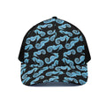Watercolor Seahorse Pattern Print Black Mesh Trucker Hat