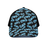 Watercolor Seahorse Pattern Print Black Mesh Trucker Cap
