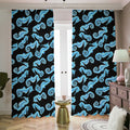 Watercolor Seahorse Pattern Print Dimout Pencil Pleat Curtains