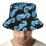 Watercolor Seahorse Pattern Print Bucket Hat