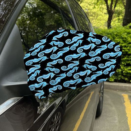 Watercolor Seahorse Pattern Print Car Side Mirror Covers