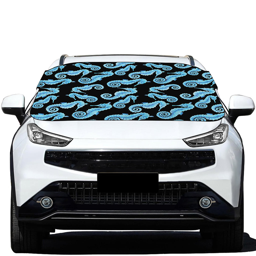 Watercolor Seahorse Pattern Print Car Windshield Snow Cover