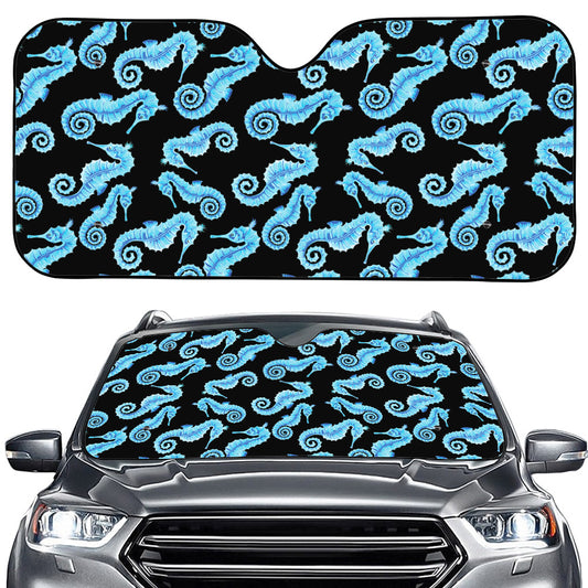 Watercolor Seahorse Pattern Print Car Windshield Sun Shade