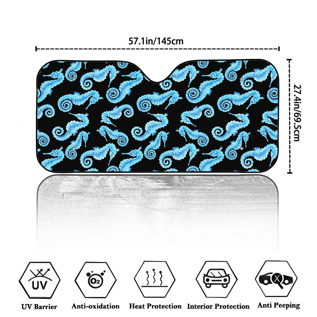 Watercolor Seahorse Pattern Print Car Windshield Sun Shade