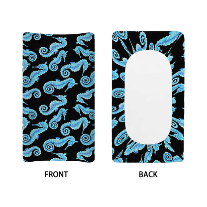 Watercolor Seahorse Pattern Print Changing Pad Cover
