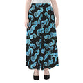 Watercolor Seahorse Pattern Print Chiffon Maxi Skirt