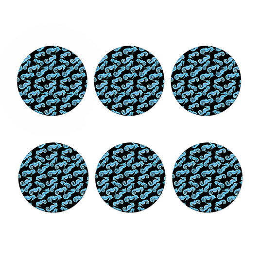 Watercolor Seahorse Pattern Print Coaster Set