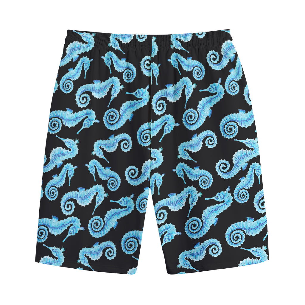 Watercolor Seahorse Pattern Print Cotton Shorts