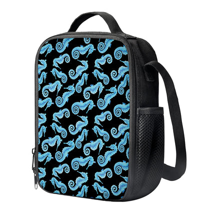 Watercolor Seahorse Pattern Print Crossbody Lunch Bag