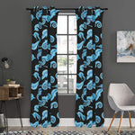 Watercolor Seahorse Pattern Print Curtain