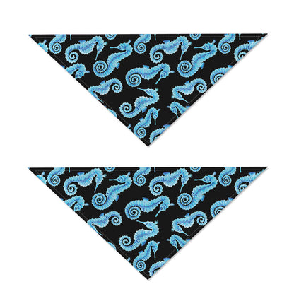 Watercolor Seahorse Pattern Print Dog Bandana