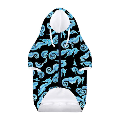 Watercolor Seahorse Pattern Print Dog Zip Up Hoodie