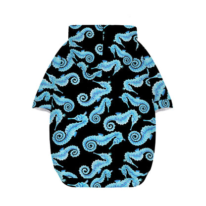 Watercolor Seahorse Pattern Print Dog Zip Up Hoodie