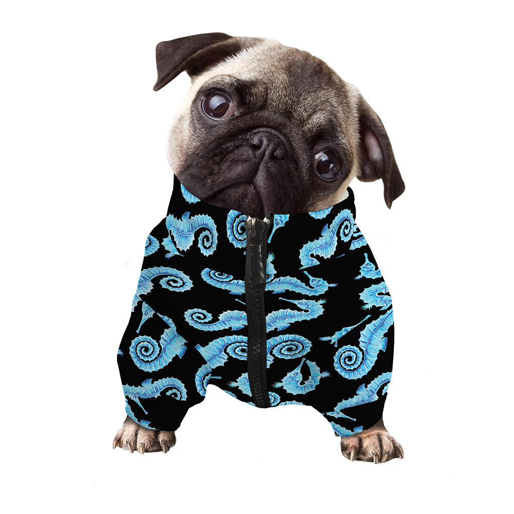 Watercolor Seahorse Pattern Print Dog Zip Up Jacket