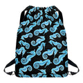 Watercolor Seahorse Pattern Print Drawstring Backpack