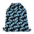 Watercolor Seahorse Pattern Print Drawstring Bag