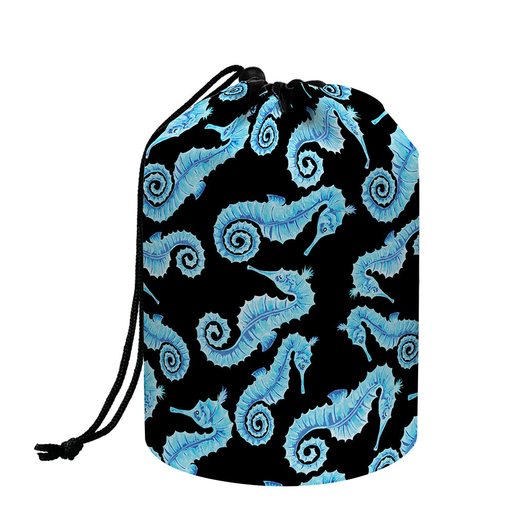 Watercolor Seahorse Pattern Print Drawstring Makeup Bag