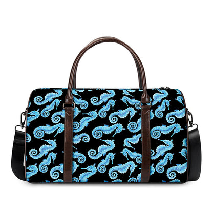 Watercolor Seahorse Pattern Print Duffle Bag