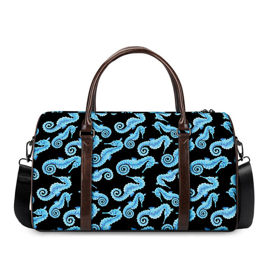 Watercolor Seahorse Pattern Print Duffle Bag
