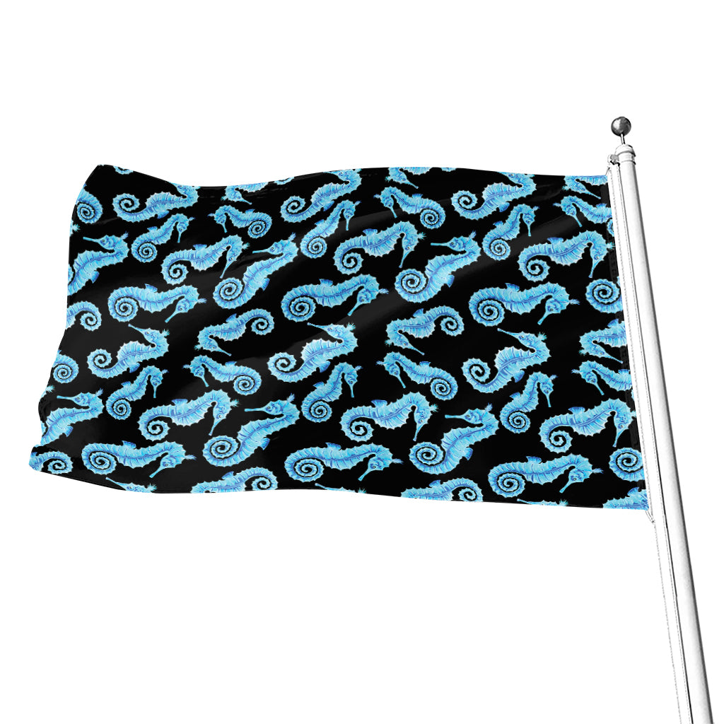 Watercolor Seahorse Pattern Print Flag