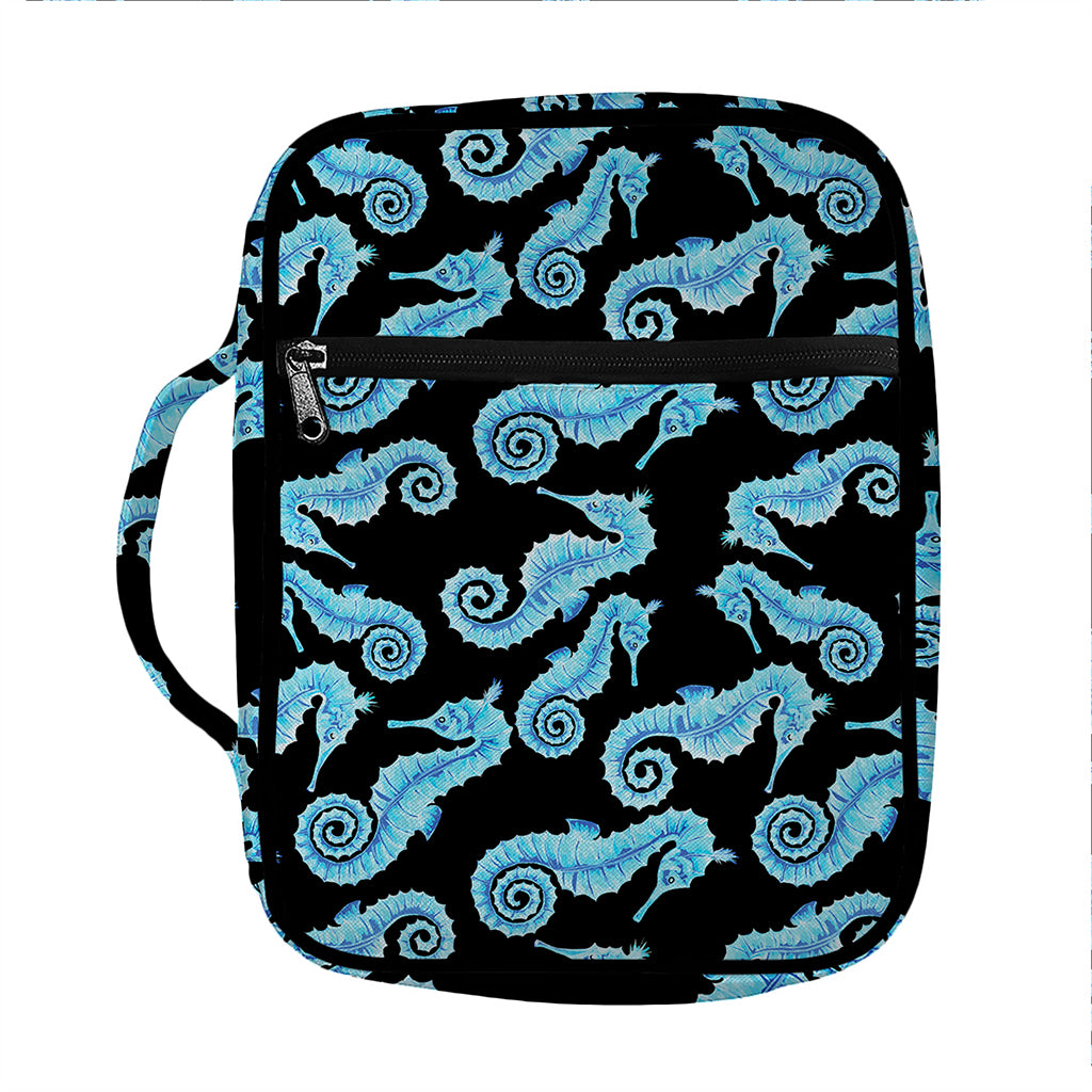 Watercolor Seahorse Pattern Print Front Pocket Bible Bag