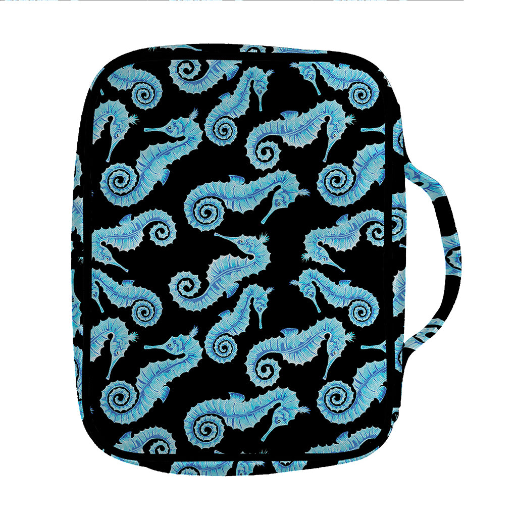 Watercolor Seahorse Pattern Print Front Pocket Bible Bag