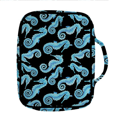 Watercolor Seahorse Pattern Print Front Pocket Bible Bag