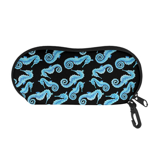 Watercolor Seahorse Pattern Print Glasses Case