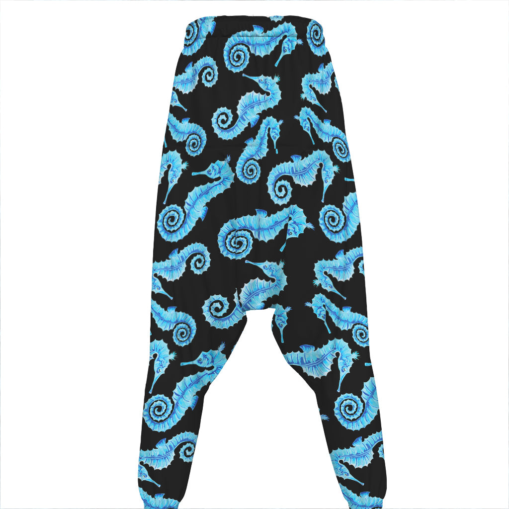 Watercolor Seahorse Pattern Print Hammer Pants