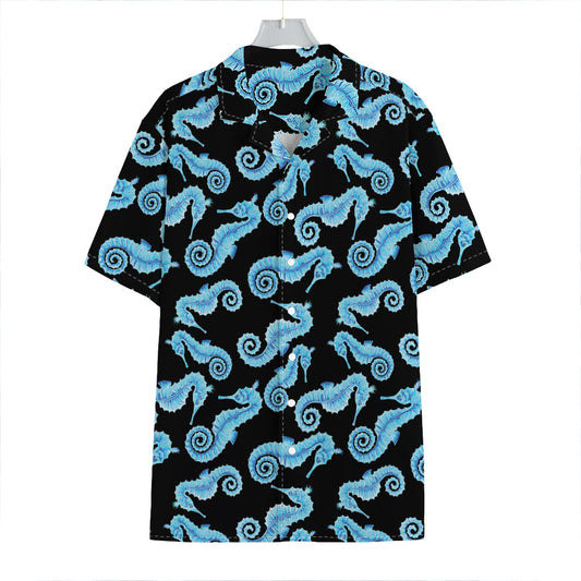 Watercolor Seahorse Pattern Print Hawaiian Shirt