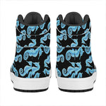 Watercolor Seahorse Pattern Print High Top Leather Sneakers