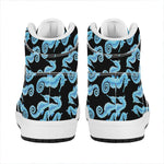 Watercolor Seahorse Pattern Print High Top Leather Sneakers