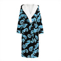 Watercolor Seahorse Pattern Print Hooded Bathrobe