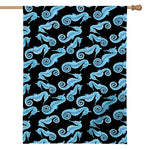 Watercolor Seahorse Pattern Print House Flag