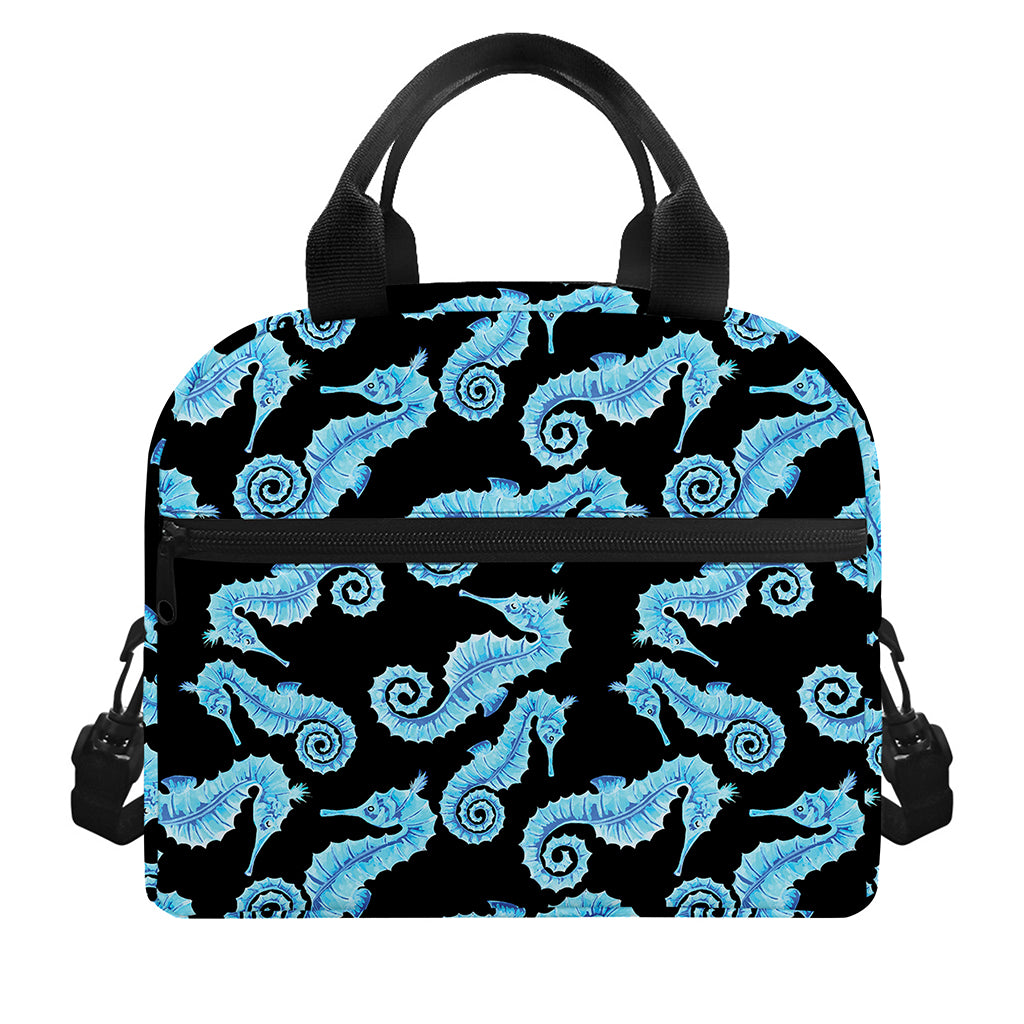 Watercolor Seahorse Pattern Print Insulated Lunch Bag