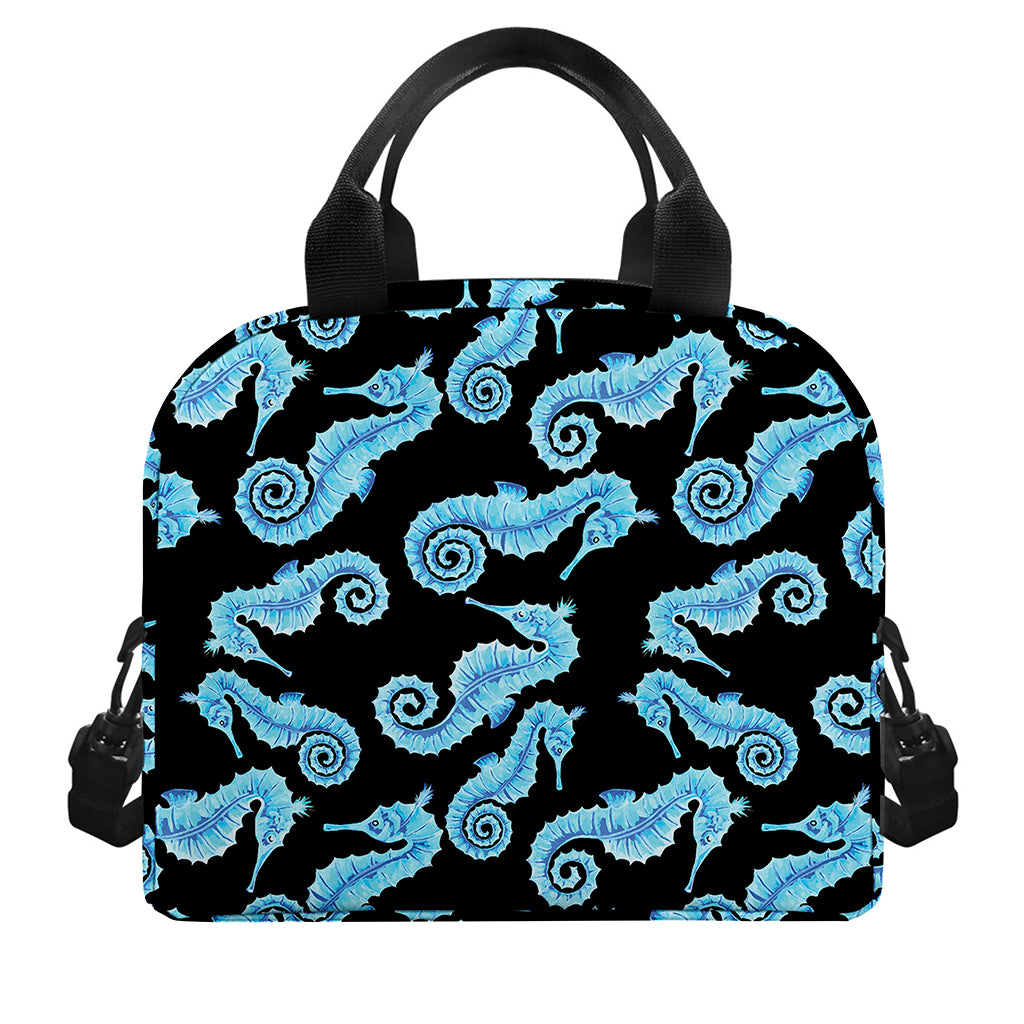 Watercolor Seahorse Pattern Print Insulated Lunch Bag