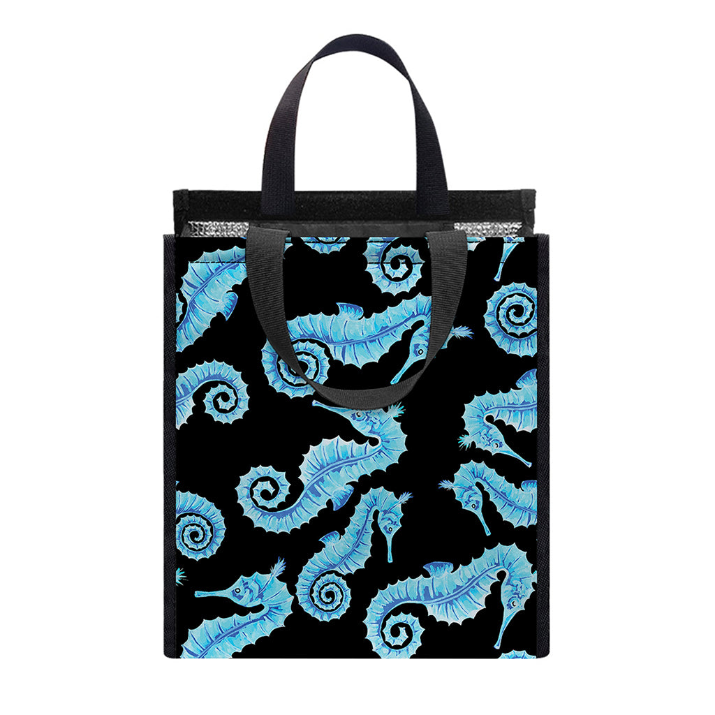Watercolor Seahorse Pattern Print Insulated Lunch Tote