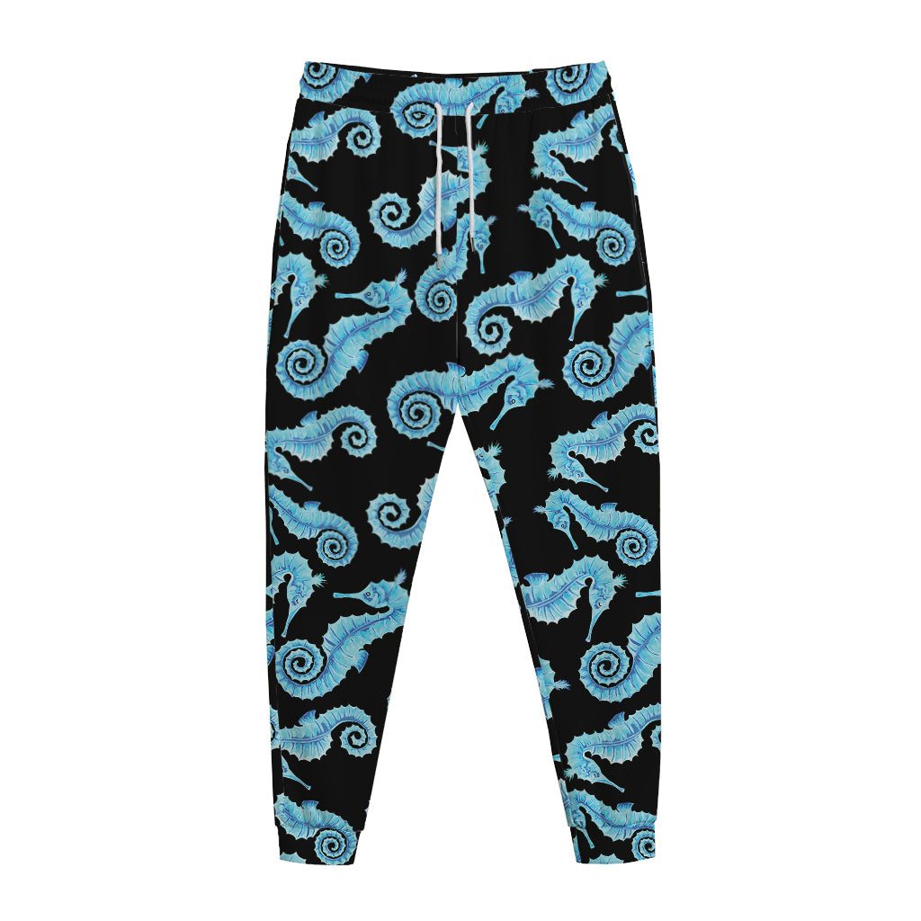 Watercolor Seahorse Pattern Print Jogger Pants