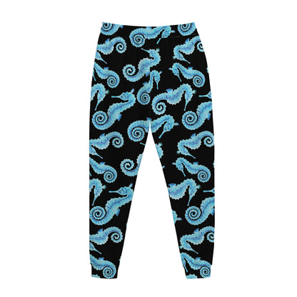 Watercolor Seahorse Pattern Print Jogger Pants