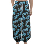 Watercolor Seahorse Pattern Print Lantern Pants