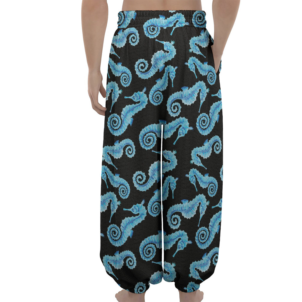 Watercolor Seahorse Pattern Print Lantern Pants