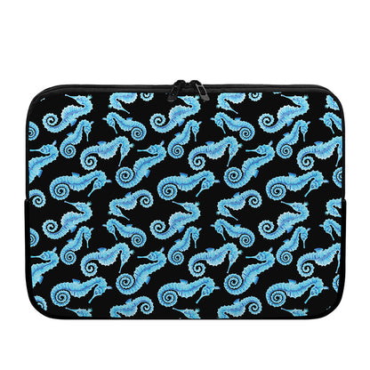 Watercolor Seahorse Pattern Print Laptop Sleeve