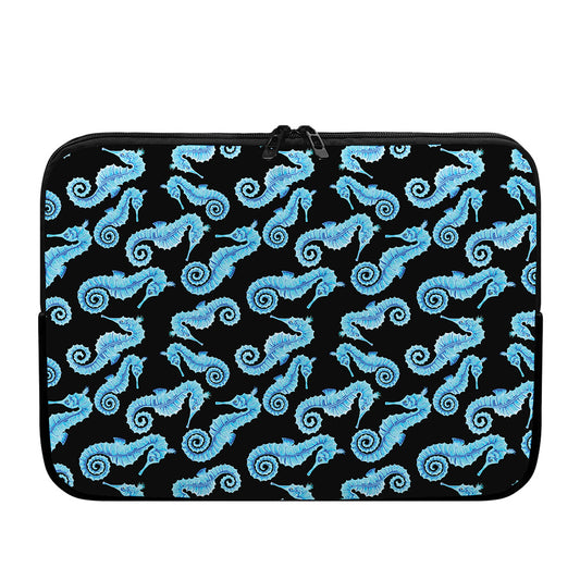 Watercolor Seahorse Pattern Print Laptop Sleeve