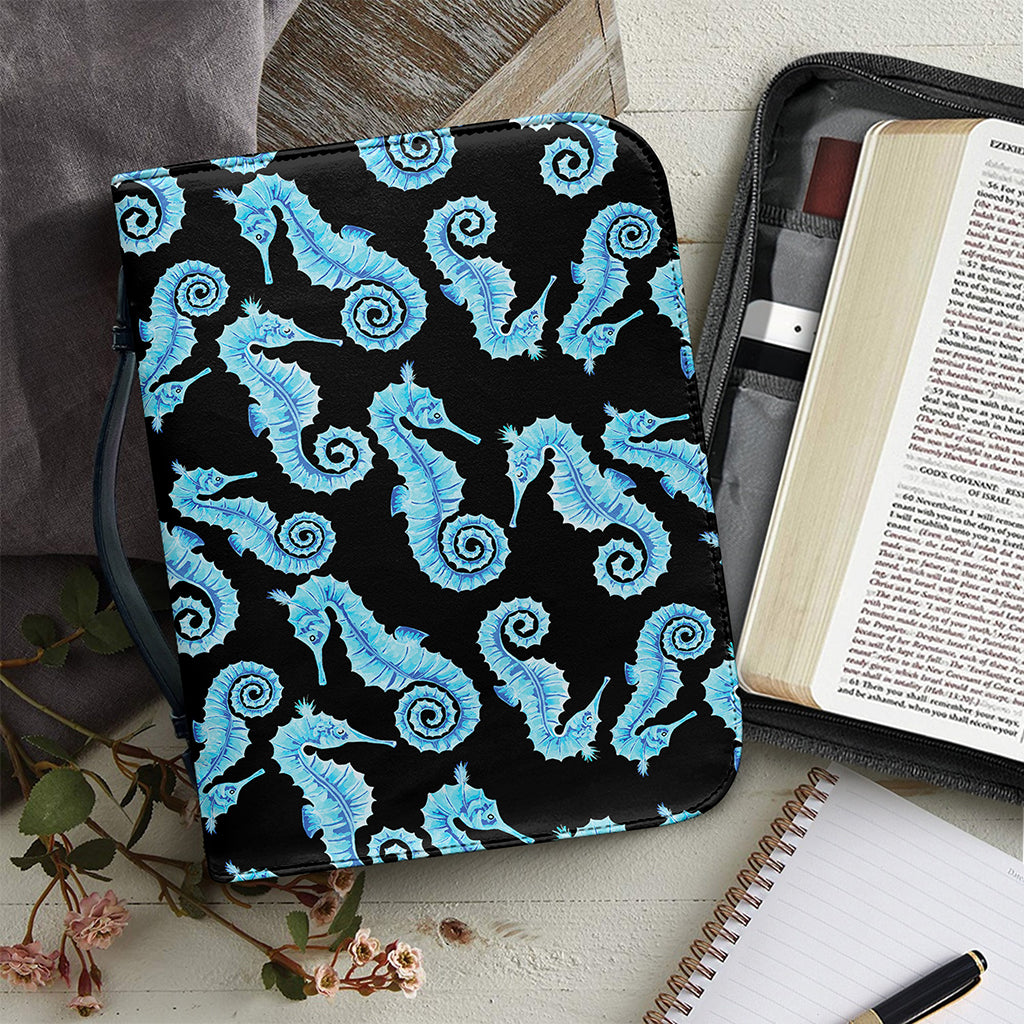 Watercolor Seahorse Pattern Print Leather Bible Cover