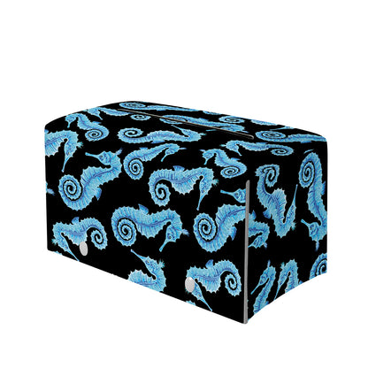 Watercolor Seahorse Pattern Print Leather Tissue Box Cover