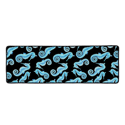 Watercolor Seahorse Pattern Print Long Kitchen Mat