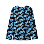 Watercolor Seahorse Pattern Print Long Sleeve Short Coat
